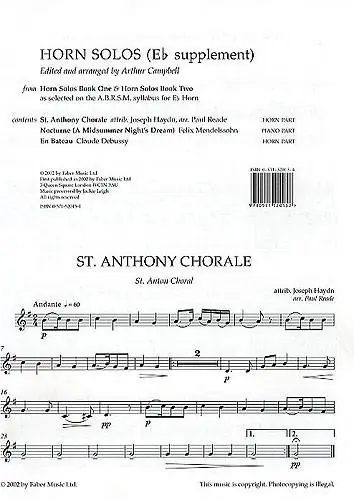 Horn Solos From Books 1 And 2 (E Flat Supplement) Kundfavorit