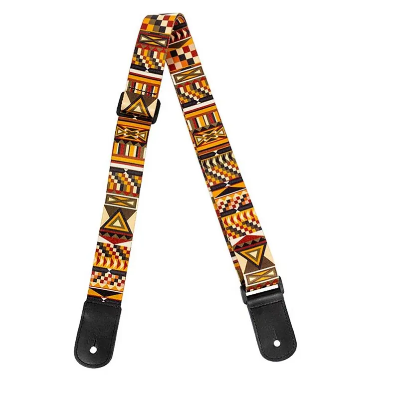 Sänkt pris Flight: Polyester Ukulele Rem - Marigold : med läderändar och läderrem