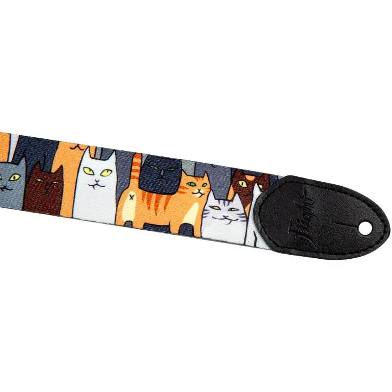 Köp nu Polyester Ukulele Rem - Cats : med läderändar och läderrem