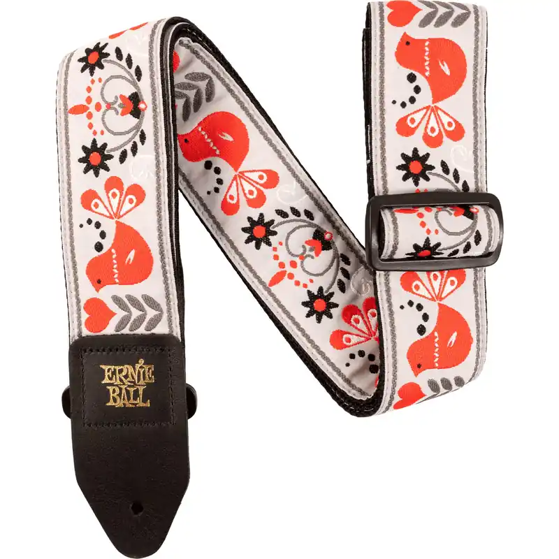 Billig Ernie Ball Classic Jacquard Strap 4689 Red Bird Winter Guita
