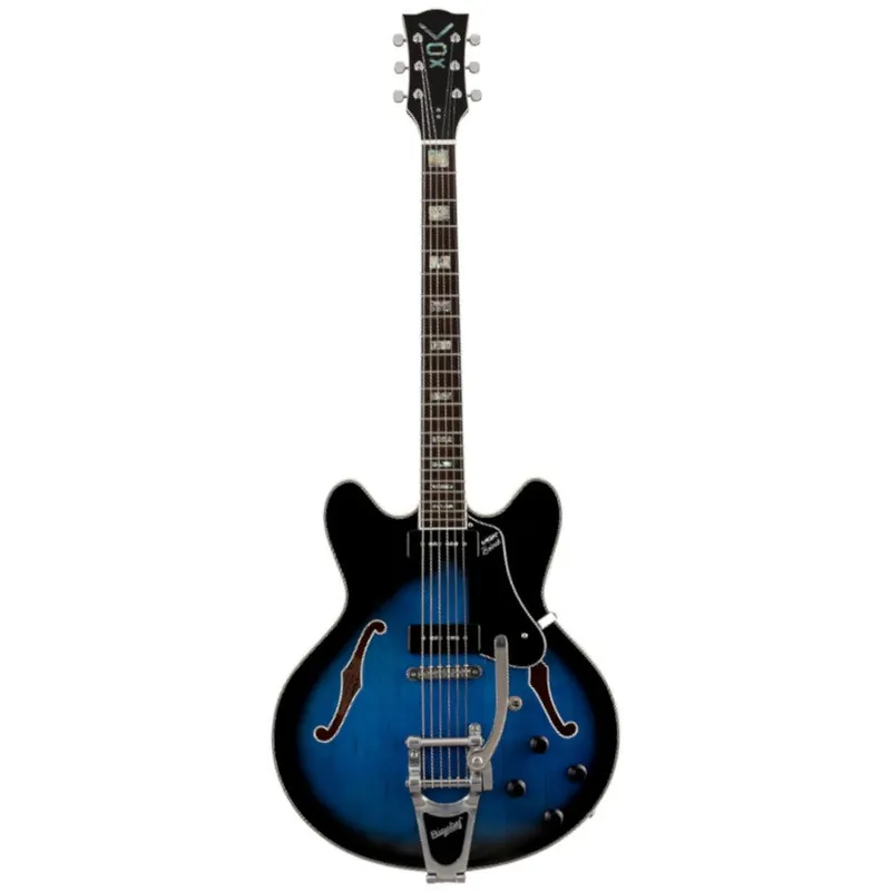 VOX Bobcat V90 Bigsby Sapphire Blue Semi-Acoustic Guitar Populärt val