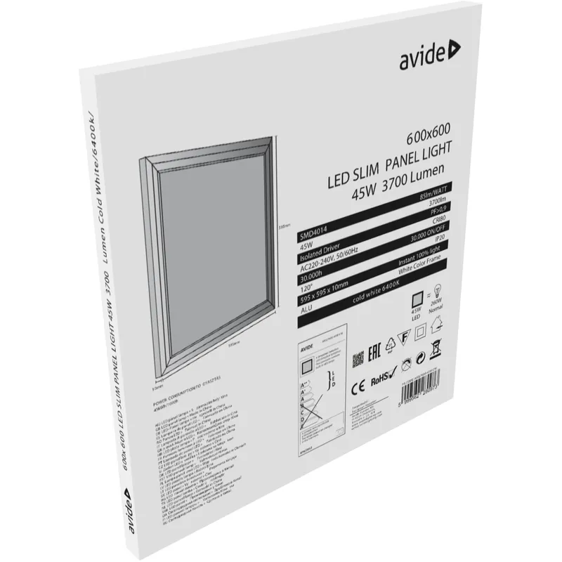 Endast idag Avide LED Slim Panel 600x600x10mm 45W CW Installation Panel