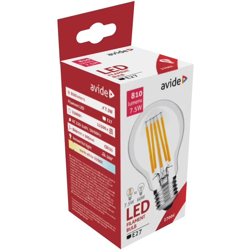 Avide LED Filament Globe 7.5W E27 360° WW Populär