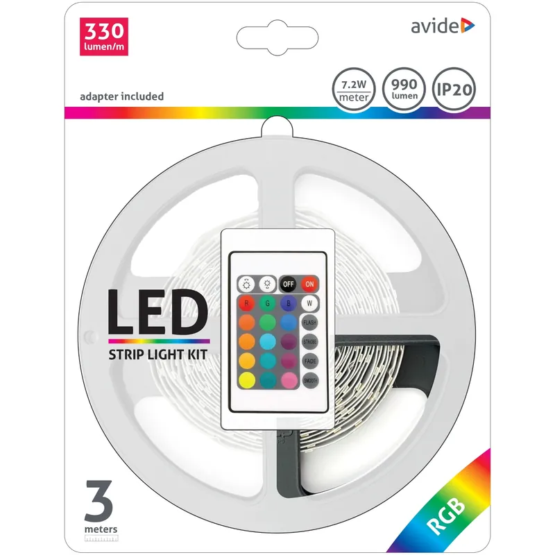 Nyhet Avide LED Strip 12V 7.2W RGB 3m